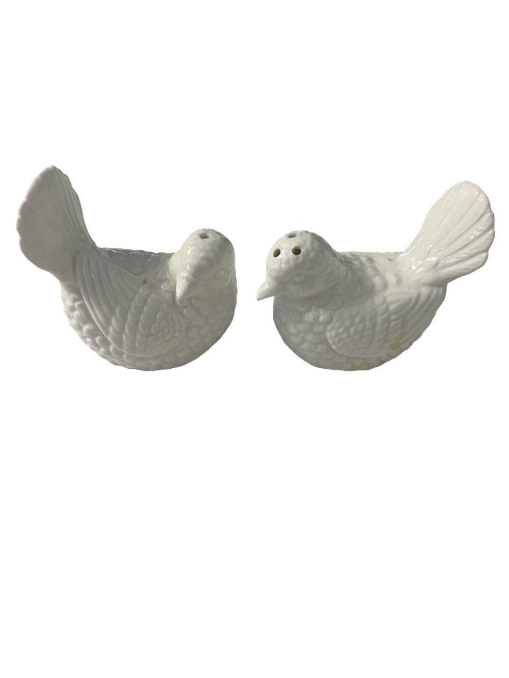 Vintage White Bird Salt and Pepper Shakers Ceramic Doves Farmhouse Decor